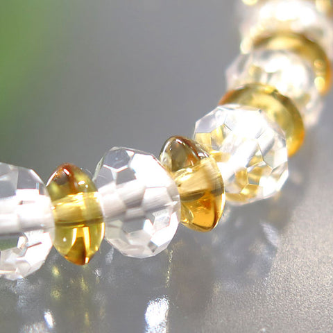 Crystal cut combination bracelet, flat beads, citrine