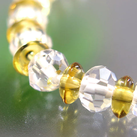 Crystal cut combination bracelet, flat beads, citrine