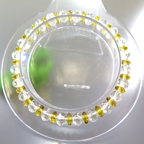 Crystal cut combination bracelet, flat beads, citrine