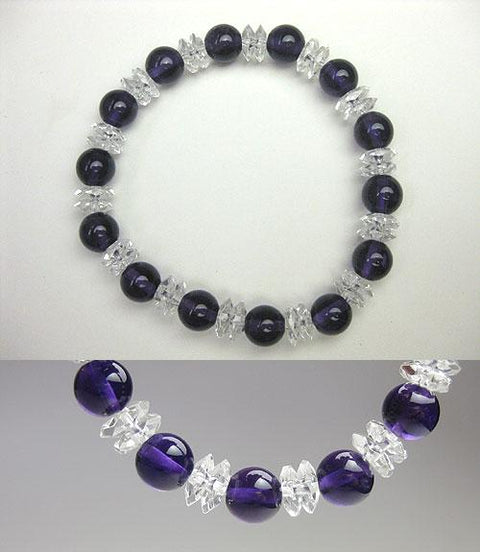Crystal cut combination bracelet, amethyst