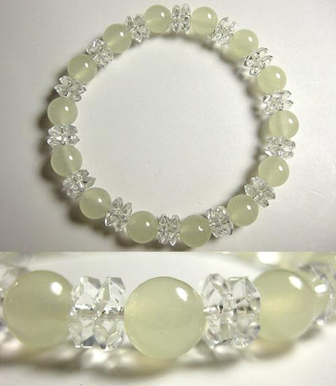 Crystal cut combination bracelet with green onyx
