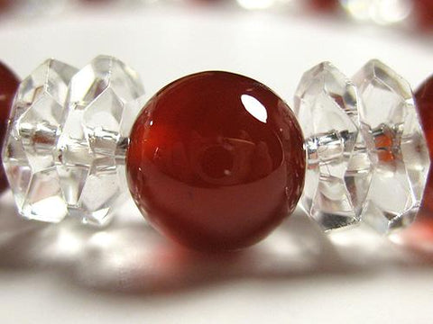 Crystal cut combination bracelet with agate