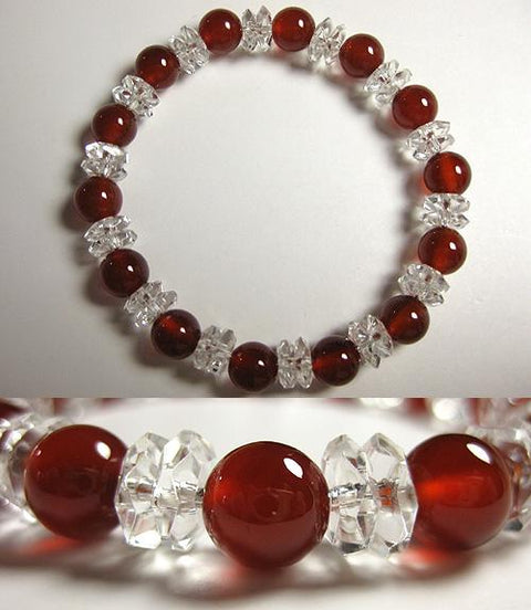 Crystal cut combination bracelet with agate