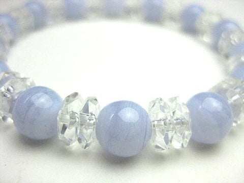 Crystal cut combination bracelet with chalcedony