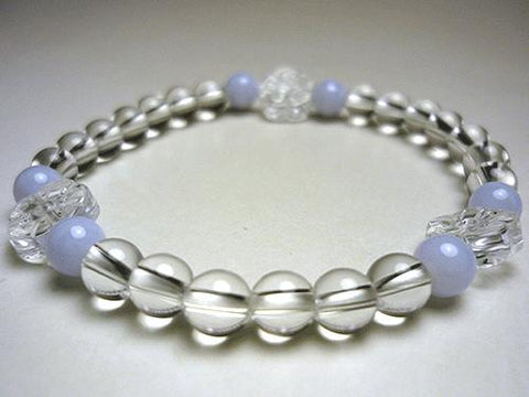Crystal flower-carved bracelet with chalcedony