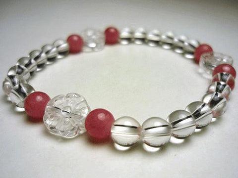 Crystal flower-carved bracelet with Inca rose