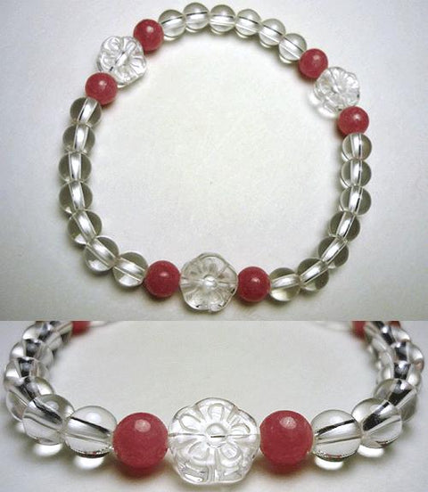Crystal flower-carved bracelet with Inca rose