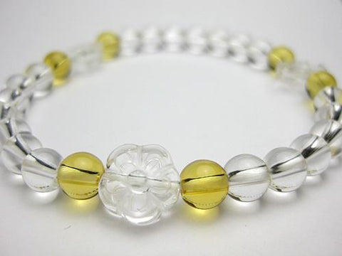 Crystal flower carved bracelet, yellow crystal finish