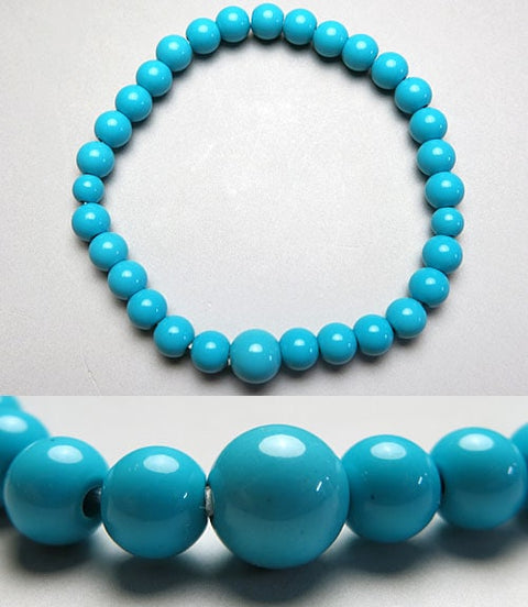Synthetic Turquoise 6mm Bead Bracelet Matching Set 633e011000000 - full view