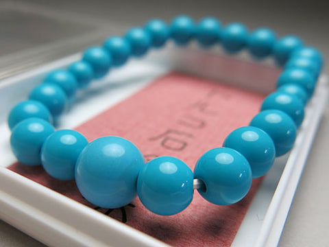 Synthetic Turquoise 8mm Bead Bracelet Matching Set 633e012000000 - bead detail