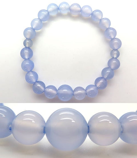 Blue Chalcedony 8mm bead bracelet, matching set