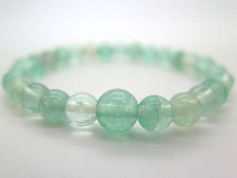 Green fluorite 7mm bead bracelet, matching set