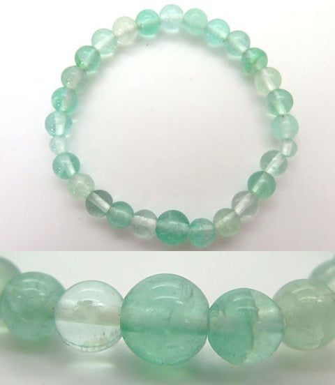 Green fluorite 7mm bead bracelet, matching set