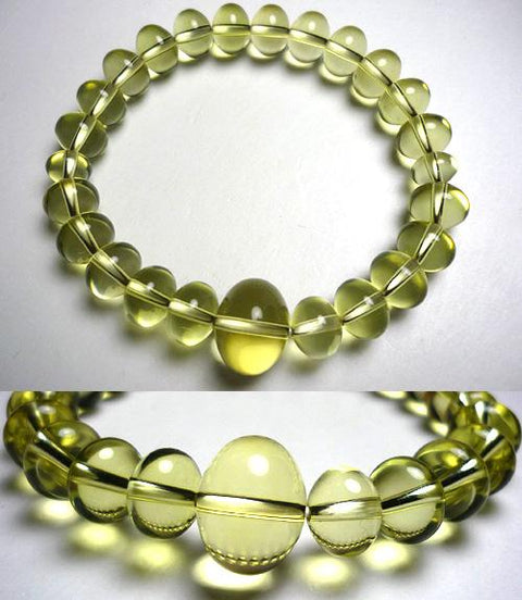 Green amber 8mm tangerine-cut bead bracelet, matching set