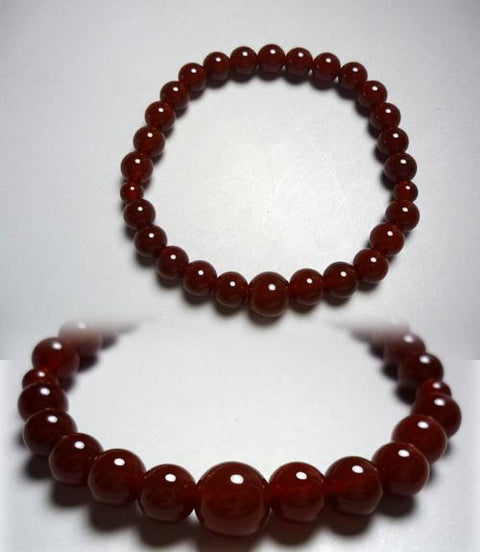 Red Agate Round Bead Bracelet 7mm 633m011000000 - full view