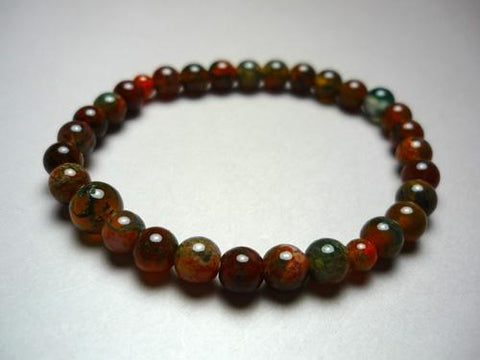 Moss Agate Round Bead Bracelet