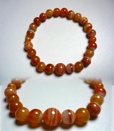 Striped Agate 8mm Bracelet, Uniform Finish
