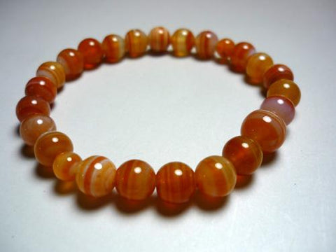 Striped Agate 8mm Bracelet, Uniform Finish