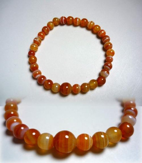 Striped Agate 6mm Bracelet, Uniform Finish