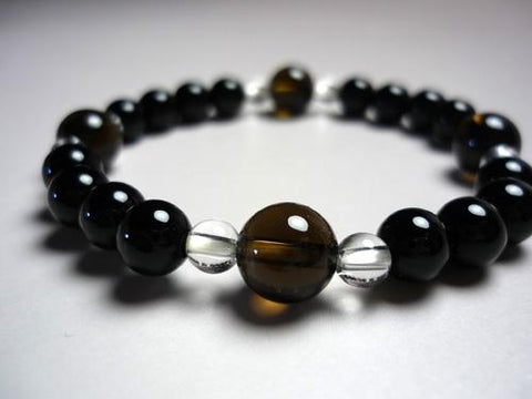 Black Onyx Formal Bracelet with Smoky Quartz 633o071000000 - bead detail