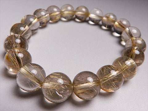 Rutile Quartz (Gold Wire) Bracelet, 10mm, Straight, Limited to 1 Piece