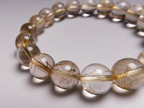 Rutile Quartz (Gold Wire) Bracelet, 10mm, Straight, Limited to 1 Piece