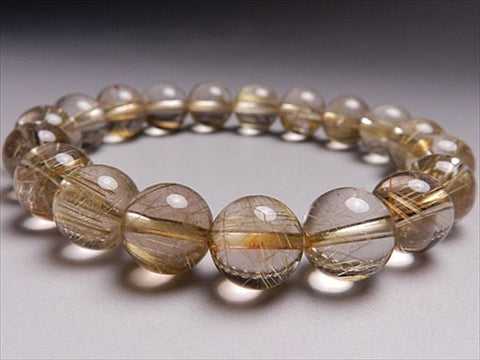 Rutile Quartz (Gold Wire) Bracelet, 10mm, Straight, Limited to 1 Piece