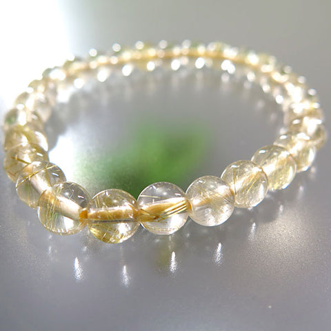 Rutile Quartz (Gold Wire) Bracelet, Straight, 7mm, Limited Edition