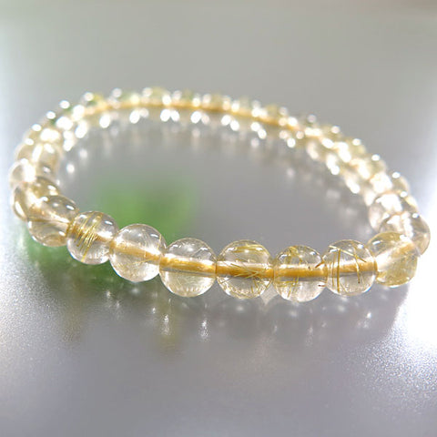 Rutile Quartz (Gold Wire) Bracelet, Straight, 7mm, Limited Edition