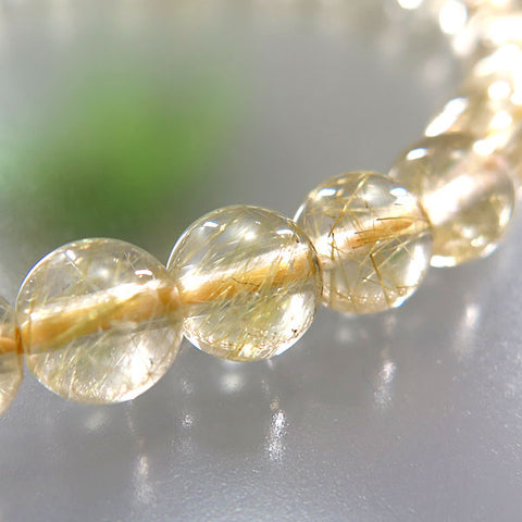 Rutile Quartz (Gold Wire) Bracelet, Straight, 7mm, Limited Edition
