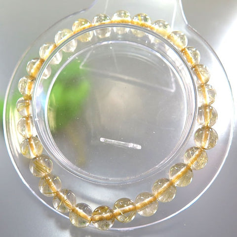 Rutile Quartz (Gold Wire) Bracelet, Straight, 7mm, Limited Edition