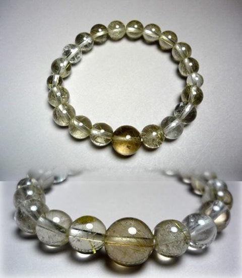 Rutile Quartz (Gold Wire) Bracelet, 10mm, B, Limited Edition