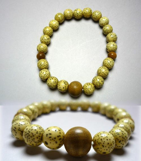 Sandalwood Bracelet with Star Moon Bodhi Seed, 8mm Bead