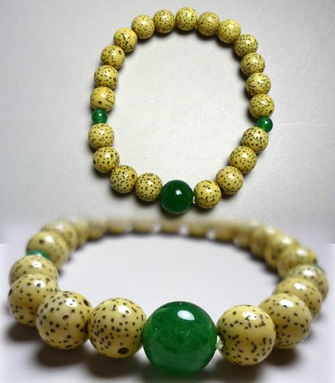 Starry Moon Bodhi Seed Birthstone Bracelet, May, Aventurine (Indian Jade)