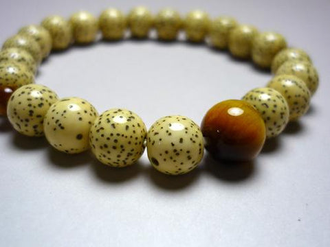 Star Moon Bodhi Seed Bracelet, Tiger's Eye Finish