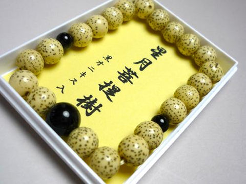 Star Moon Bodhi Seed Bracelet, Black Onyx Finish