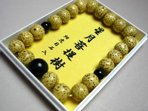 Star Moon Bodhi Seed Bracelet, Navy Blue Tiger's Eye Finish