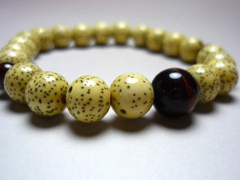 Starry Bodhi Seed Bracelet, Red Tiger's Eye Accent