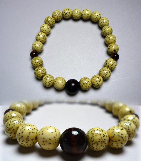 Starry Bodhi Seed Bracelet, Red Tiger's Eye Accent