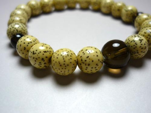Starry Bodhi Seed Bracelet, Smoky Quartz Accent