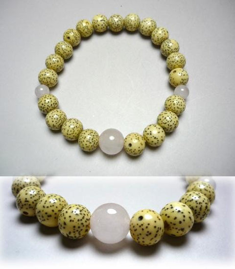 March Birthstone Bracelet – Star Moon Bodhi Seed, Rose Quartz