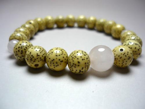 March Birthstone Bracelet – Star Moon Bodhi Seed, Rose Quartz