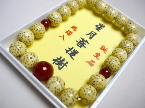 Starry Bodhi Seed Birthstone Bracelet, July, Red Agate