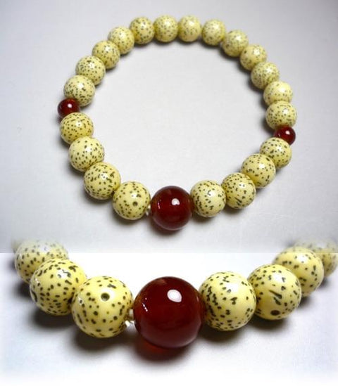 Starry Bodhi Seed Birthstone Bracelet, July, Red Agate