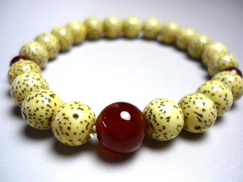 Starry Bodhi Seed Birthstone Bracelet, July, Red Agate