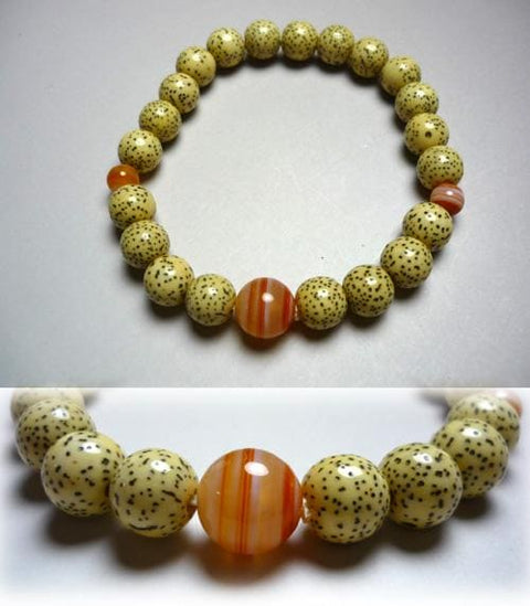 August Birthstone Bracelet – Star Moon Bodhi Seed, Striped Agate