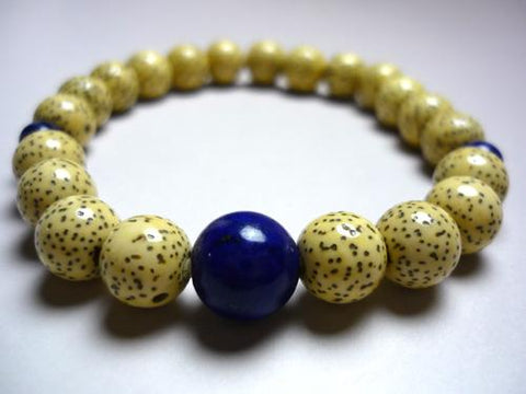 Starry Moon Bodhi Seed Birthstone Bracelet, September, Lapis Lazuli