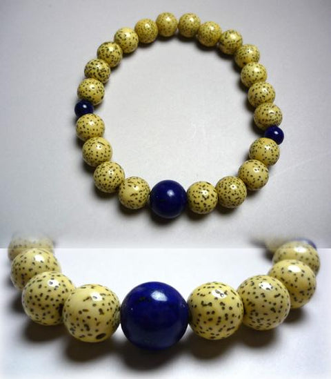 Starry Moon Bodhi Seed Birthstone Bracelet, September, Lapis Lazuli