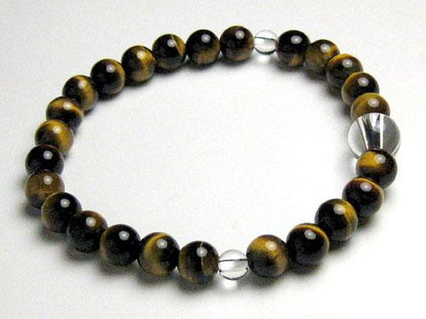 Tiger's Eye Bracelet with Crystal Accent, Round Beads