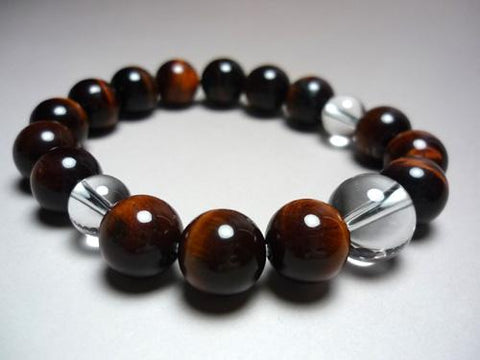 Red Tiger's Eye 12mm Bracelet, Crystal Finish